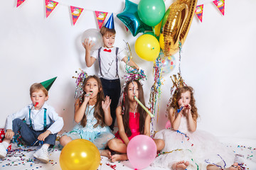 Group of kids celebrate birthday party together