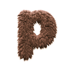 Monster letter P - Lowercase 3d halloween font - Horror, yeti or sasquatch concept