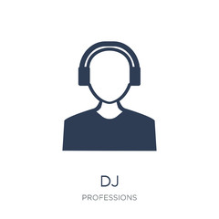 dj icon. Trendy flat vector dj icon on white background from Professions collection
