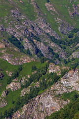 Top view of the rocky cliffs of the North Caucasus in Russia.