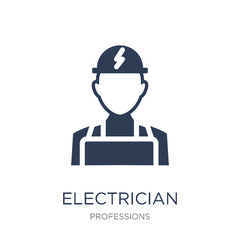 Electrician icon. Trendy flat vector Electrician icon on white background from Professions collection