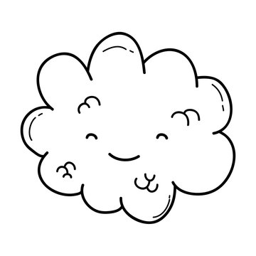 Cute cloud cartoon in black and white