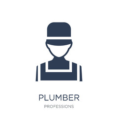 Plumber icon. Trendy flat vector Plumber icon on white background from Professions collection