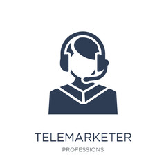 Telemarketer icon. Trendy flat vector Telemarketer icon on white background from Professions collection