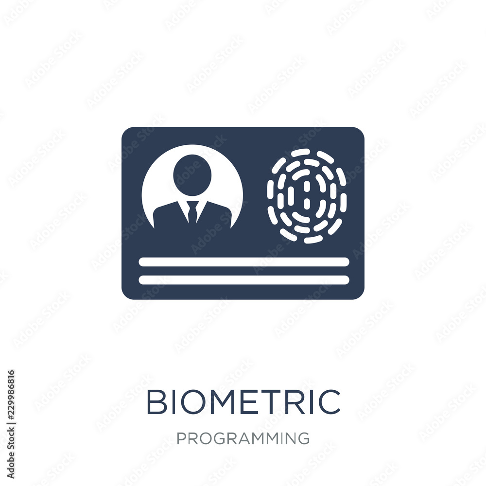 Poster biometric identification icon. trendy flat vector biometric identification icon on white background 