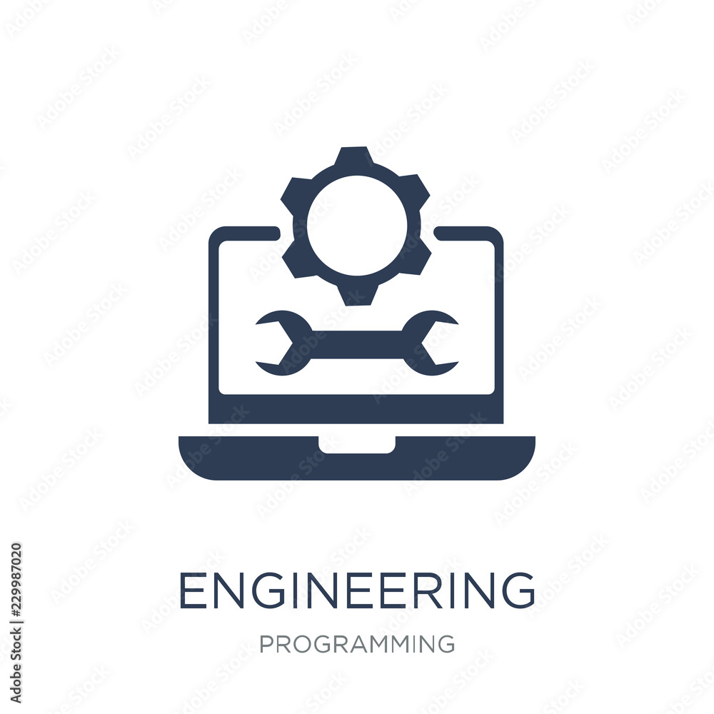Poster engineering icon. trendy flat vector engineering icon on white background from programming collectio