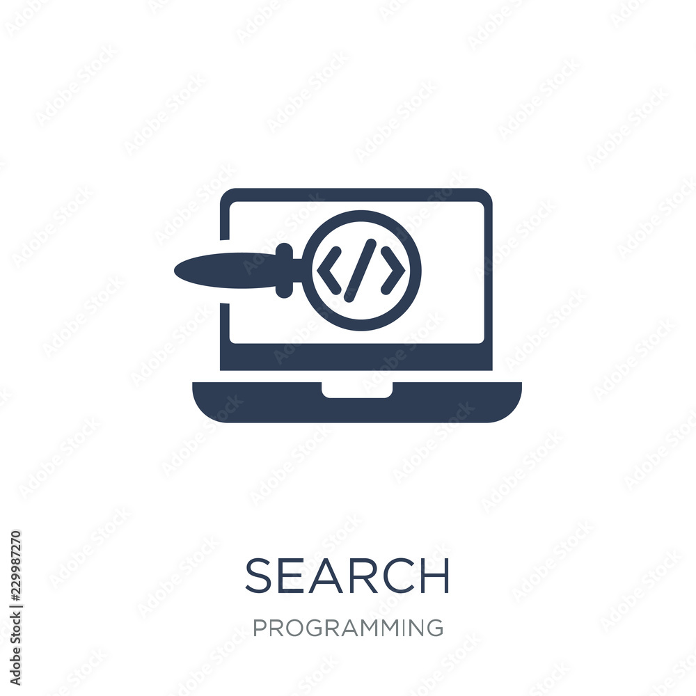 Poster search icon. trendy flat vector search icon on white background from programming collection