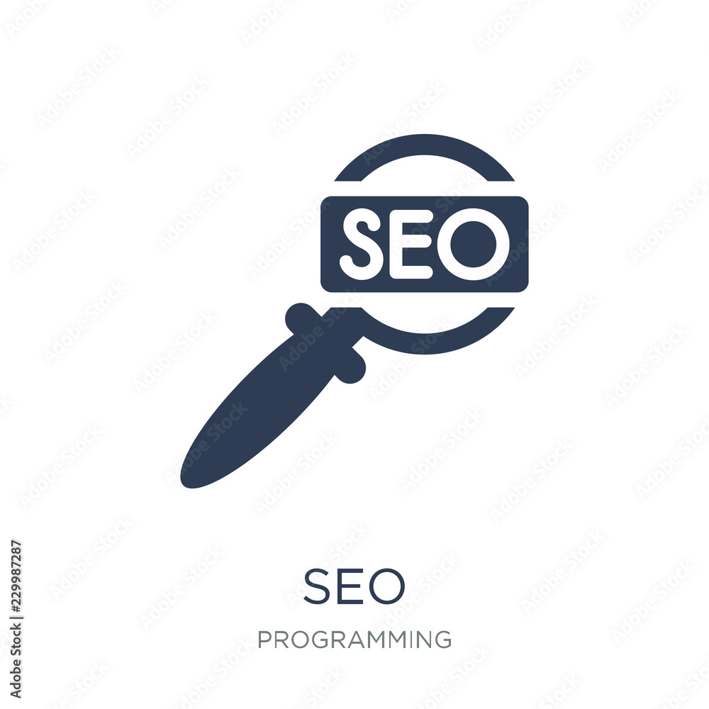 Poster seo icon. trendy flat vector seo icon on white background from programming collection