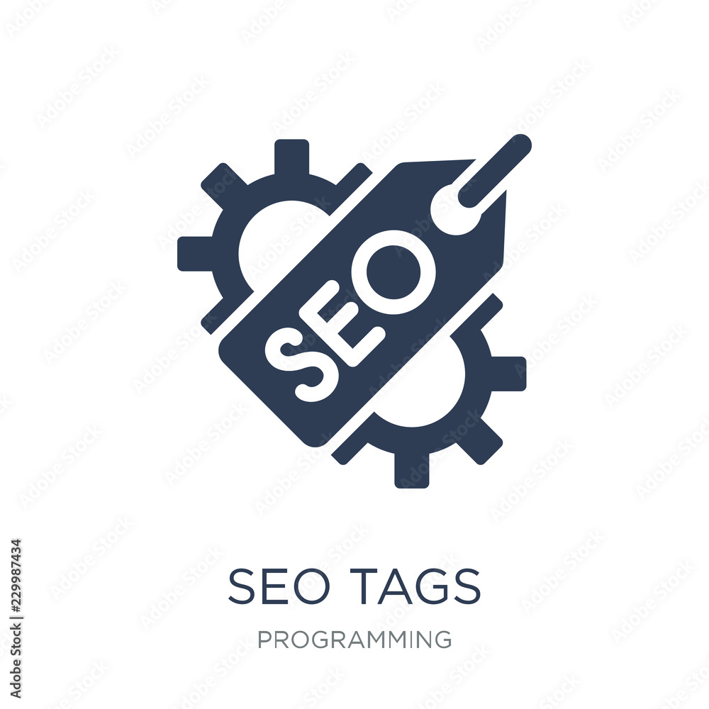 Poster seo tags icon. trendy flat vector seo tags icon on white background from programming collection