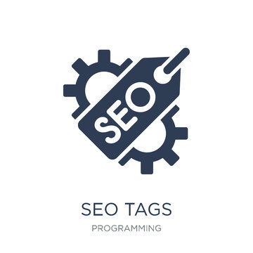 seo Tags icon. Trendy flat vector seo Tags icon on white background from Programming collection