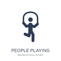 People playing Jumping rope icon icon. Trendy flat vector People playing Jumping rope icon on white background from Recreational games collection