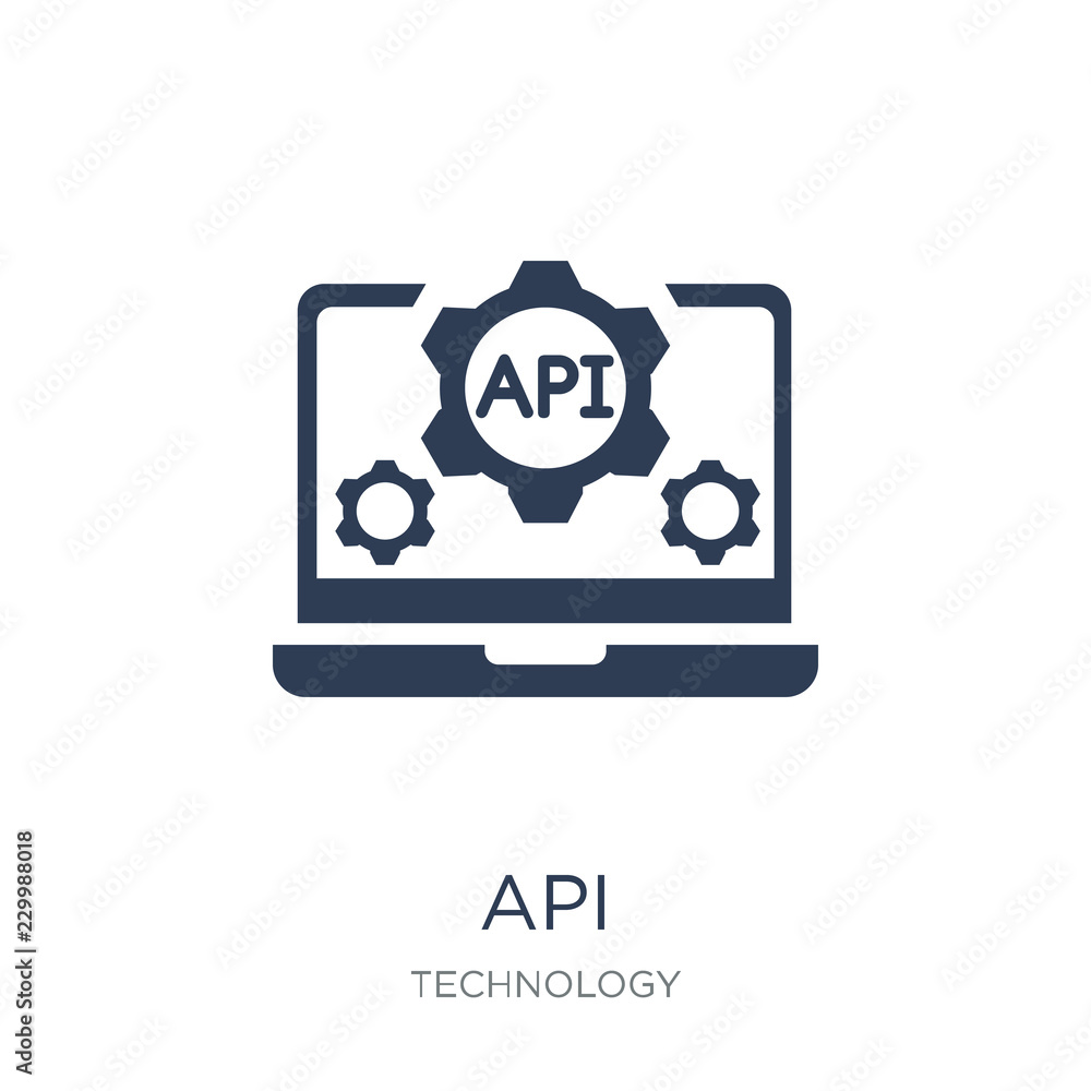Poster api icon. trendy flat vector api icon on white background from technology collection