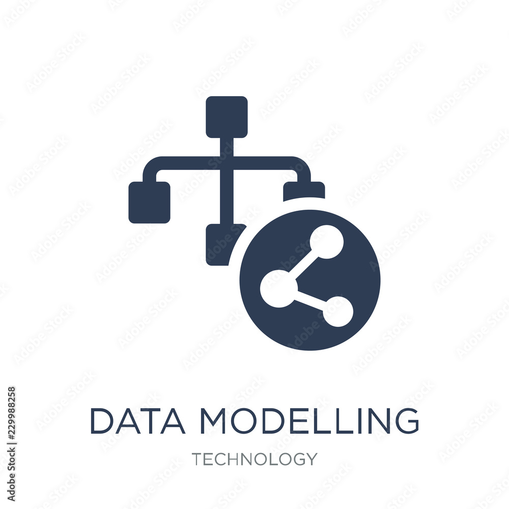Poster data modelling icon. trendy flat vector data modelling icon on white background from technology coll