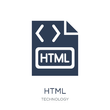 HTML icon. Trendy flat vector HTML icon on white background from Technology collection