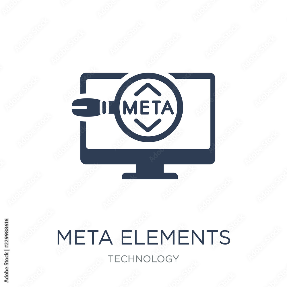 Poster meta elements icon. trendy flat vector meta elements icon on white background from technology collec
