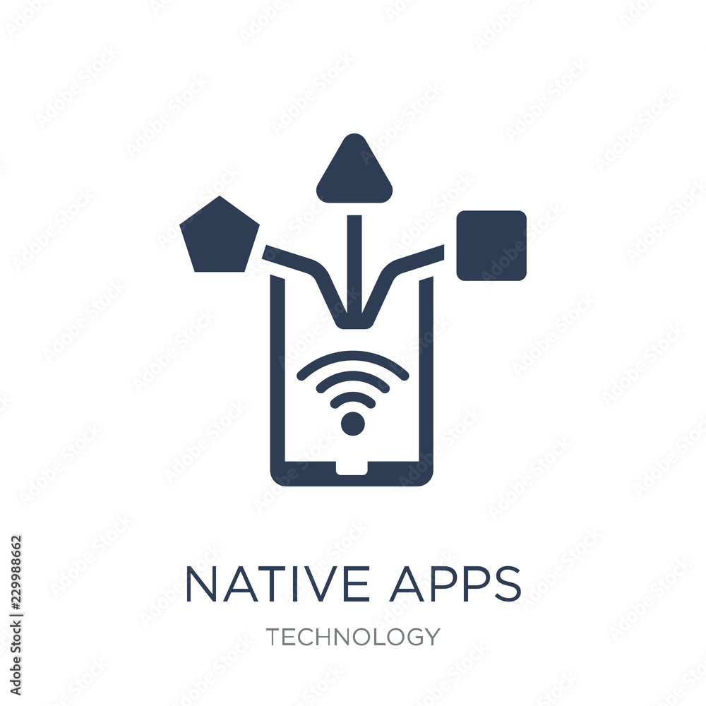 Poster native apps icon. trendy flat vector native apps icon on white background from technology collection