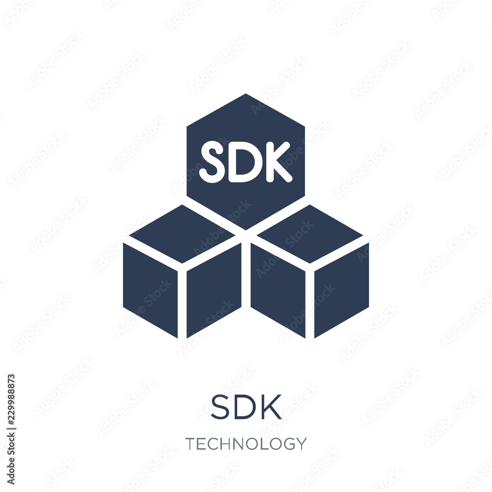 Poster sdk icon. trendy flat vector sdk icon on white background from technology collection