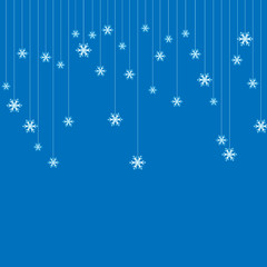 Christmas background or invitation with hanging snowflakes. Merry Christmas and Happy New Year design. .Symbol of celebration, holiday. Vector illustration. Snowfall effect. Celebration and party.