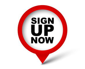 red vector banner sign up now