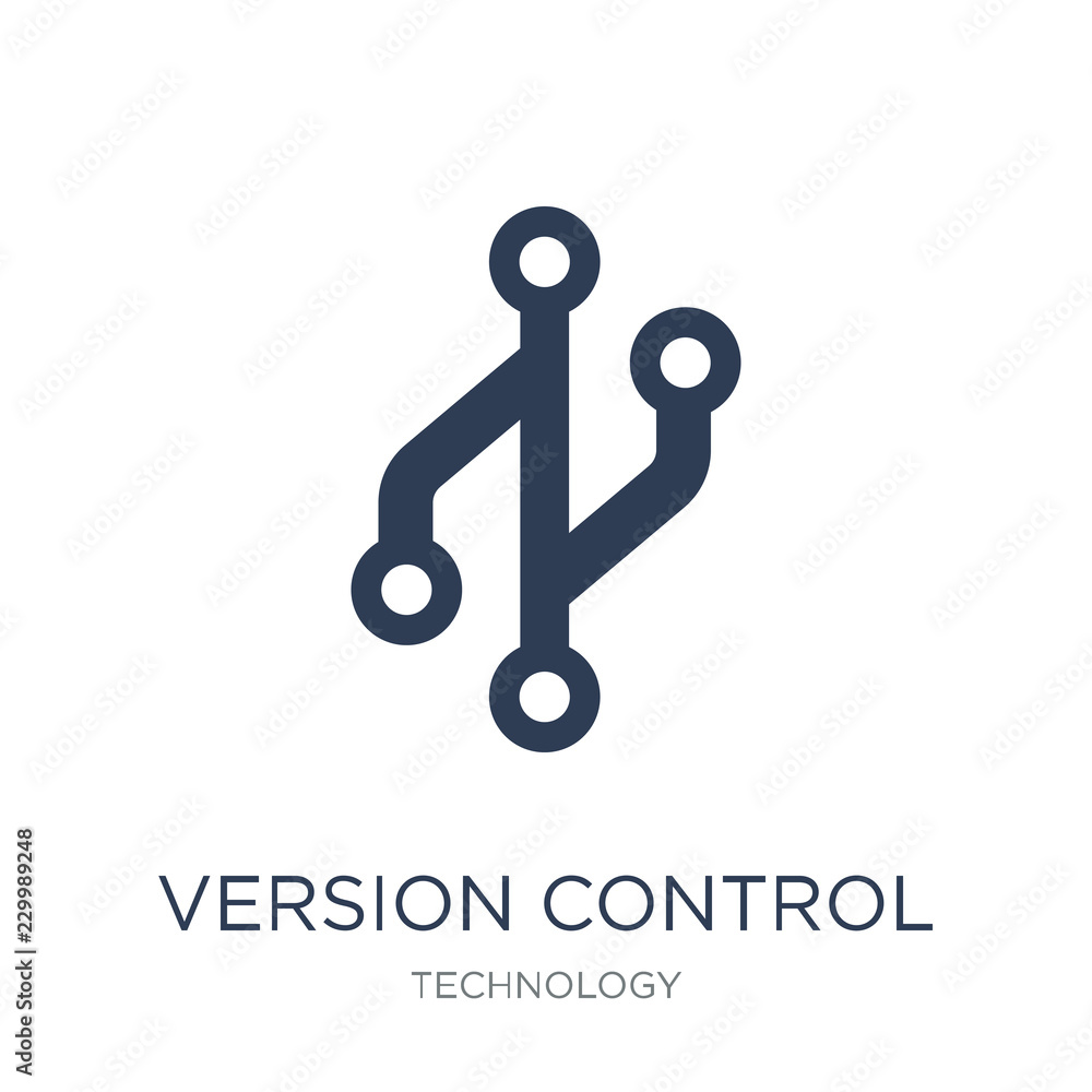 Poster version control icon. trendy flat vector version control icon on white background from technology co
