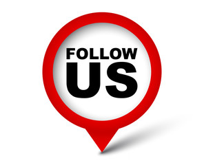 red vector banner follow us