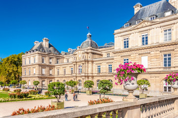 Luxembourg Palace and garden in Paris, France