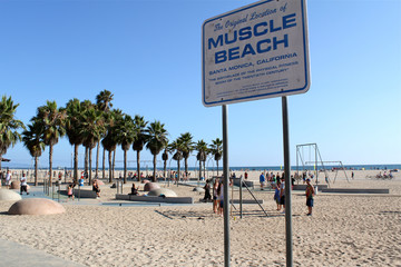 Los Angeles, USA - July 30, 2017: Sign on the beach declairing 