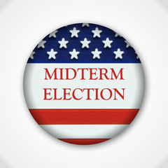 Fototapeta premium Midterm election pin button badge with american flag