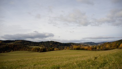 Autumn view of the countryside, rural nature autumn.