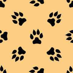 Fototapeta premium Seamless pattern with dog tracks. Vector illustration.