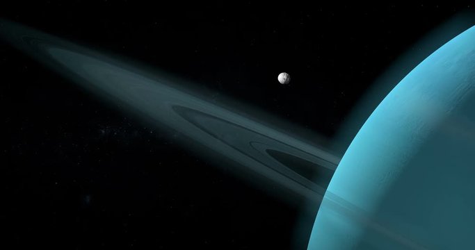 Puck around Uranus planet in the outer space