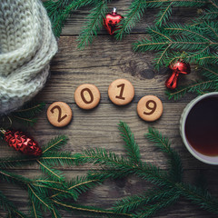 Tinted Christmas picture with 2019 new year