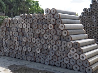 Rows of Spun Micropile for construction To use in the foundation work for strength in building projects
