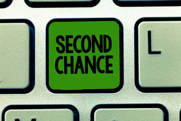 Conceptual hand writing showing Second Chance. Business photo showcasing Giving another shot...