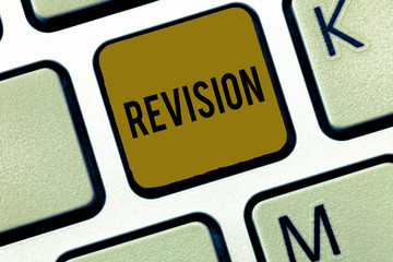 Word writing text Revision. Business concept for revised edition or form something action of...