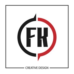 Initial Letter Logo FK Template Design