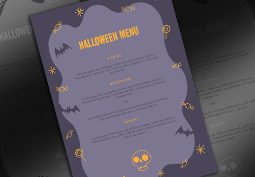 Menu Layout with Halloween Theme