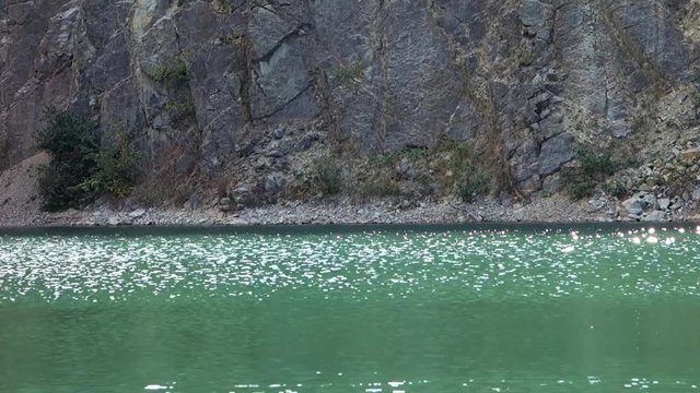 Waves on the lake in the quarry