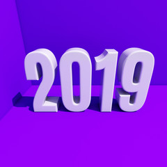 New Year Red 2019 Creative Design Concept 3D Rendered Image