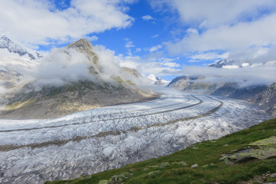 Aletsch glacier in the Swiss Alps, Valais, Switzerland.