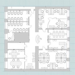 Standard office furniture symbols on floor plans