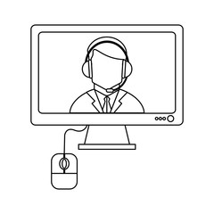 Call center online in black and white