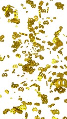 Digital currency symbol Bitcoin on a white background. Fall of bitcoin. Cryptocurrency graph on virtual screen. Business, Finance and technology concept. 3D illustration