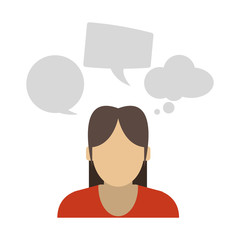 Woman with speech bubbles