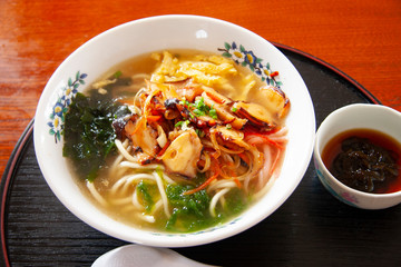 Okinawa's Local specialties,octopas soup noodle