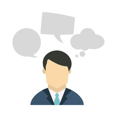Businessman with speech bubbles