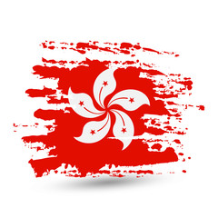 Grunge brush stroke with Hong Kong national flag