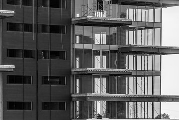 edificios construcción obra civil siluetas ventanas hierro