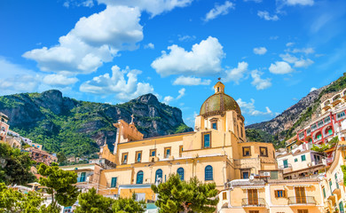 Yellow Plaster Building with Gold Dome in Positano