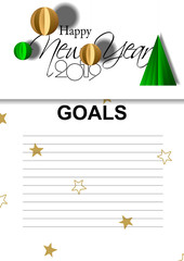 2019 Goals Vector graphic with with a list for recording goals.